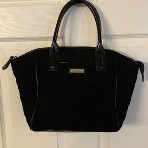 Vera Bradley purse black quilted with patent leather handles, trim and bottom